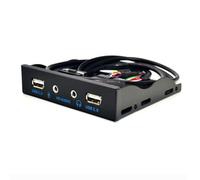 Fangxuee Concentrador Divisor USB 2.0 de 2 Puertos, Bahía de Disquete de 3,5 Pulgadas, Audio HD, Conector para Auriculares de 3,5 mm, Panel Frontal para Ordenador, PC, Color Negro.