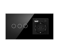Fangxuee de Corriente de Pared de 16 A con Interruptor de Sensor Táctil para Europa, Rusia, España, Alemania, Panel de Cristal, Mejora del Hogar, C Enchufe de la UE