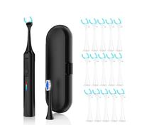 Fangxuee Hilo Dental Eléctrico con 50 Cabezales de Repuesto - Hilo Dental Vibratorio, Recargable, Limpiador Lingual, Power Flosser Negro