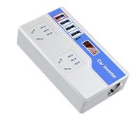 Fangxuee Inversor de Corriente para Coche de 12 V CC/24 V A 220 V CA, Convertidor Potencia Automático de 2000 W con 4 Puertos USB y Pantalla Digital, Adaptadores de Corriente para Coche, B