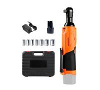 Fangxuee Juego de Llaves de Trinquete Inalámbricas de 90° y Alto Torque de 200 Nm, Llave Angular de 3/8 de Pulgada con Baterías de 12 V y Enchufe Europeo.
