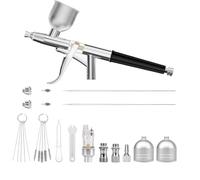 Fangxuee Kit de Aerógrafo con Agujas de 0,2, 0,4 y 0,5 mm y Juegos de Limpieza. Incluye Depósito de Líquido de 68 Ml para Pintar y Decorar Pasteles.
