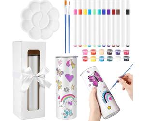 Fangxuee Kit de Decoración de Vasos Pintados Personalizados, Vasos de Sublimación de 20 Oz, Vaso Térmico de Acero Inoxidable con Tapa.