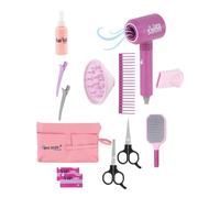 Fangxuee Kit de Juguetes de Peluquería para Niñas, Secador de Pelo y Accesorios de Peinado, Juego de Simulación de Moda, Conjunto de Estilista para Muñecas