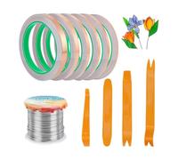 Fangxuee Kit para Vitrales: 6 Cintas Adhesivas de Lámina de Cobre, 1 Rollo de Soldadura para Vitrales, 4 Raspadores de Plástico para Vitrales (DIY)