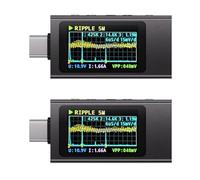 Fangxuee Medidor de Potencia KWS-X1 de 2 Piezas, 12 A, Tipo C, Comprobador Carga Rápida, Pantalla Digital, Amperímetro de Voltaje CC, Medidor de Potencia, Herramienta para Electricistas.
