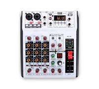 Fangxuee Mezclador de Audio Digital Profesional de 4 Canales, Consola de Mezcla de Sonido, Mezclador Estéreo para DJ, Grabación, Karaoke, Bar, Enchufe Europeo.