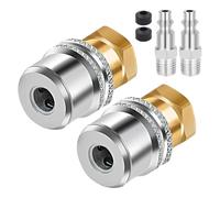 Fangxuee Paquete 2 Mandriles Aire, Mandril Neumático Alta Resistencia con Flujo Cerrado y Conexión NPT 1/4 Pulgada para Compresor Inflado con Manómetro Conexión Rápida.