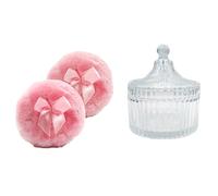 Fangxuee Paquete de 3 Envases Grandes de Polvos con y Recipientes de Cristal Suaves.