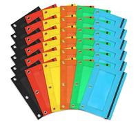 Fangxuee Paquete de 30 Estuches para Lápices A Granel, Estuche para Lápices para Carpeta de 3 Anillas, Estuche para Lápices con Cremallera A Granel para Escuela, Hogar y Oficina