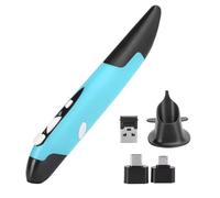 Fangxuee Ratón Ergonómico Tipo Bolígrafo, USB, Inalámbrico, 2,4 G, Vertical, Innovador, Azul.