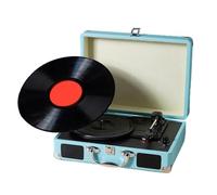 Fangxuee Reproductor de Portátil Retro Clásico, Altavoz USB con Bluetooth, Fonógrafo de Vinilo Portátil, Grabador para PC, Color Azul.