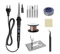Fangxuee Soldadores Eléctricos con Temperatura Ajustable, Estación de Soldadura, Reparación de Puntas de Lápiz Térmico, Kit de Herramientas con Enchufe Europeo