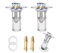 Fangxuee Tapón de Lavabo Mejorado, Colador de Desagüe Emergente con Filtro Extraíble de Acero Inoxidable.