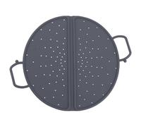 Fangxuee Vaporera Plegable con Asas, 30 Cm, Silicona Gris, Diseño de Doble Cara para Wok y Sartén.