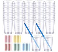 Fangxuee Vasos y Varillas para Mezclar Resina, Vasos Graduados, Varillas Puntiagudas para Mezclar Pintura, Tinte, Epoxi y Resina (50 Ml)