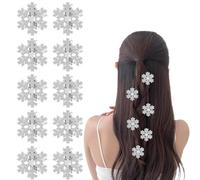 Fangzichen 10 pinzas para el pelo de Navidad con diseño de copo de nieve, horquillas de diamantes de imitación brillantes con purpurina, pasadores de Navidad, decoraciones de copo de nieve para