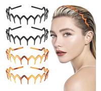 Fangzichen 4 diademas antideslizantes en zigzag de plástico, peine de dientes ondulados, diadema para mujeres, niñas y hombres