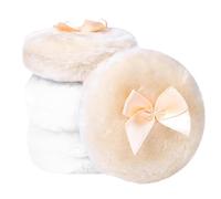 Fangzichen 4 esponjas de polvo grandes y esponjosas, esponjosas de polvo blanco, para polvos faciales, ultra suaves, suaves y reutilizables (blanco/beige)