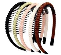 Fangzichen 5 diademas antideslizantes multicolor para mujeres y niñas, mantiene el cabello hacia atrás, banda flexible para el cabello con dientes para lavarse el maquillaje facial (color mixto 01)
