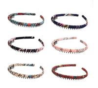 Fangzichen 6 diademas de plástico para los dientes, peine antideslizante, tela envuelta, aro elástico floral de resina, diademas para maquillaje de mujer y lavado facial, accesorios para el cabello