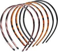 Fangzichen 6 paquetes de diademas de plástico para mujeres, niñas y hombres, diademas lisas con dientes, antideslizantes, aro para el pelo con dientes, 3 colores x 2 cada uno (8 mm de ancho)