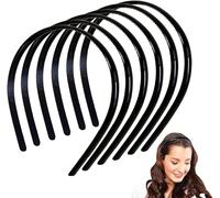 Fangzichen Paquete de 6 diademas de plástico negro para mujeres, niñas y hombres, aros negros para el pelo con dientes, diademas unisex (8 mm de ancho)
