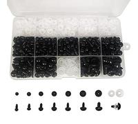 FANGZIDM 346 Piezas Ojos de Seguridad con Arandelas 5-12mm Ojos de Juguete de Plástico Negro para Fabricación de muñecas DIY Manualidades