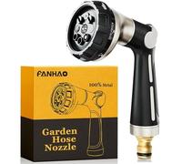 FANHAO Alcachofa de jardín de metal resistente, pulverización de agua para jardín para limpieza y riego, boquilla de manguera de jardín de alta presión, 8 patrones para riego de jardín, lavado de