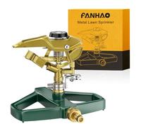 FANHAO Aspersor de Impacto con Base metálica, Sistema de Riego Impulsos, Que alcanza hasta 540 m², Ajustable y de Amplia Cobertura de 360 Grados