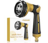FANHAO oquilla de manguera de jardín,resistente 8 patrones de rociado,boquilla pulverizadora de alta presión con control con el pulgar y válvula de cierre para regar césped y plantas-Amarillo