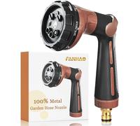 FANHAO Pistola de Riego, 100% Metal Resistente Pistola de Agua para Jardín, 8 Modos Ajustables, Pistola de Manguera con Interruptor de Pulgar para Riego de Césped, Lavado de coches