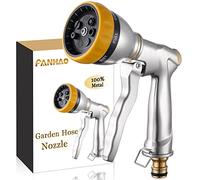 FANHAO Pistola de Riego 100% Metálica, Pistola de Agua para Jardín, 7 Modos Ajustables Pistola de Agua de Jardín de Alta Presión, Para Regar Plantas, Lavar Coches, Duchas Para Mascotas