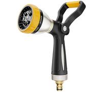 FANHAO Pistola de Riego Estilo Bombero, 8 Patrones Pistola de manguera para jardín de metal, Boquilla de Manguera de Alta Presión para Riego de Plantas y Césped, Lavado de Coches y Limpieza