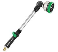 FANHAO Pistola de Riego Metálica, Largo Pistola de Agua para Jardín, 9 Modos Ajustables, Pistola de Manguera con Interruptor de Pulgar para Riego de Césped -Verde