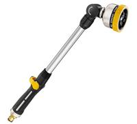 FANHAO Pistola de Riego Metálica, Largo Pistola de Agua para Jardín, 9 Modos Ajustables, Pistola de Manguera con Interruptor de Pulgar para Riego de Césped -Amarillo