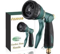 FANHAO Pistola Manguera de Jardín,Pistola de riego 100% resistente de metal con 7 Modos Ajustables,Para riego de plantas, lavado de coches y mascotas