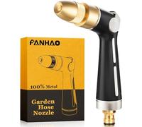 FANHAO Pistola Manguera Jardin Alta Presión, Pistola Metálica con Manguera de Jardín con 4 Patrones de Pulverización, Control de Pulgar, Válvula de Encendido y Apagado para Riego de Jardines