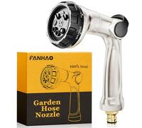FANHAO Profesional Pistola de Riego, Pistola de Agua para Jardín, 8 Modos Ajustables, Pistola de Manguera con Interruptor de Pulgar para Riego de Césped, Lavado de coches y mascotas