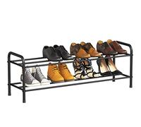 FANHAO Zapatero de 2 Niveles de Acero Inoxidable Versión Mejorada, Organizador de Zapatos, con Capacidad para 8 Pares de Zapatos, para Sala de Estar, guardarropa y Pasillo (Negro Mate)