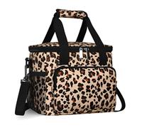 Fanigi Bolsa Térmica Mujer Porta Alimentos, Bolsa Para Comida Trabajo 15L, Mantiene Temperatura, Tela Oxford Estampado Leopardo, Isotérmica, Lunch Box, Lonchera, 30x23x23cm, Resistente, Leopard Print