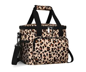 Fanigi Bolsa Térmica Mujer Porta Alimentos, Bolsa Para Comida Trabajo 15L, Mantiene Temperatura, Tela Oxford Estampado Leopardo, Isotérmica, Lunch Box, Lonchera, 30x23x23cm, Resistente, Leopard Print