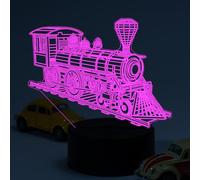Fanimyholy Luz Nocturna de Tren de Vapor 3D, Lámpara 3D Tren, 3D Tren de Vapor Ilusión Lámpara Luz Nocturna, Conmutación Libre de 16 Colores, Alimentado por USB y Batería, Control Remoto e Interrupto