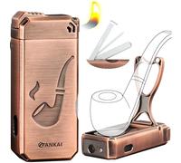FANKAI Encendedor de pipa, soporte incorporado, herramientas de limpieza 3 en 1, butano recargable, ventana de gas con llama suave en ángulo, regalo de silbato no incluido