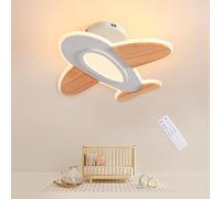 FANLG Lámpara de techo LED de avión moderna de madera, 50 cm, 40 W, regulable, con mando a distancia, 3000 K-6000 K, lámpara de techo de madera para habitación infantil, dormitorio, salón