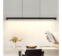 FANLG LED Lampara de techo colgante,120CM Lampara Colgante Cocina Negro Regulable con Control Remoto,46W Lampara Comedor lineal Iluminación Colgante regulable altura para Comedor Cocina Oficina
