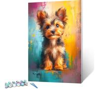 FANLIGZU Pintar por Numeros Paisaje de DIY Cuadro al óleo con números para Perro Kit de Pintura al óleo Digital para Adultos y Niños de Lienzo decoración para el hogar 70x95 cm Sin Marco Animal N-6