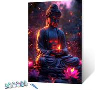 FANLIGZU Pintura por números, Buda para niños, pintura abstracta para adultos, pintura al óleo con pinceles, Cuadros Para Pintar Por Numeros, pintura acrílica (sin marco) 30x40 cm Zen Z-1
