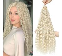 FANLUTYIN 22 Inch Curly Crochet Braiding Hair 3 Packs Ocean Wave Crochet Hair Extensions Deep Wave Synthetic Braiding Hair Curls Hair Twist Water Wave Braided Hair (A1#, 22 Inch 3 Packs)