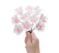 FANLUTYIN Ceramic Flower Bouquet Set of 10 Handmade Ceramic Roses Simulated Flowers Floral Decorations, Creative Gifts for Flora Home Decor (Pink Peony, 10 Inch (Pack of 10))